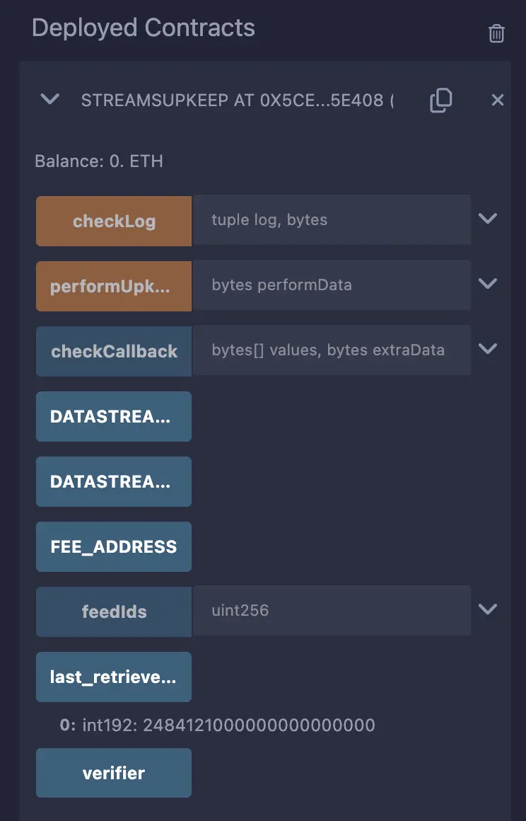 Chainlink Data Streams Deployed Upkeep